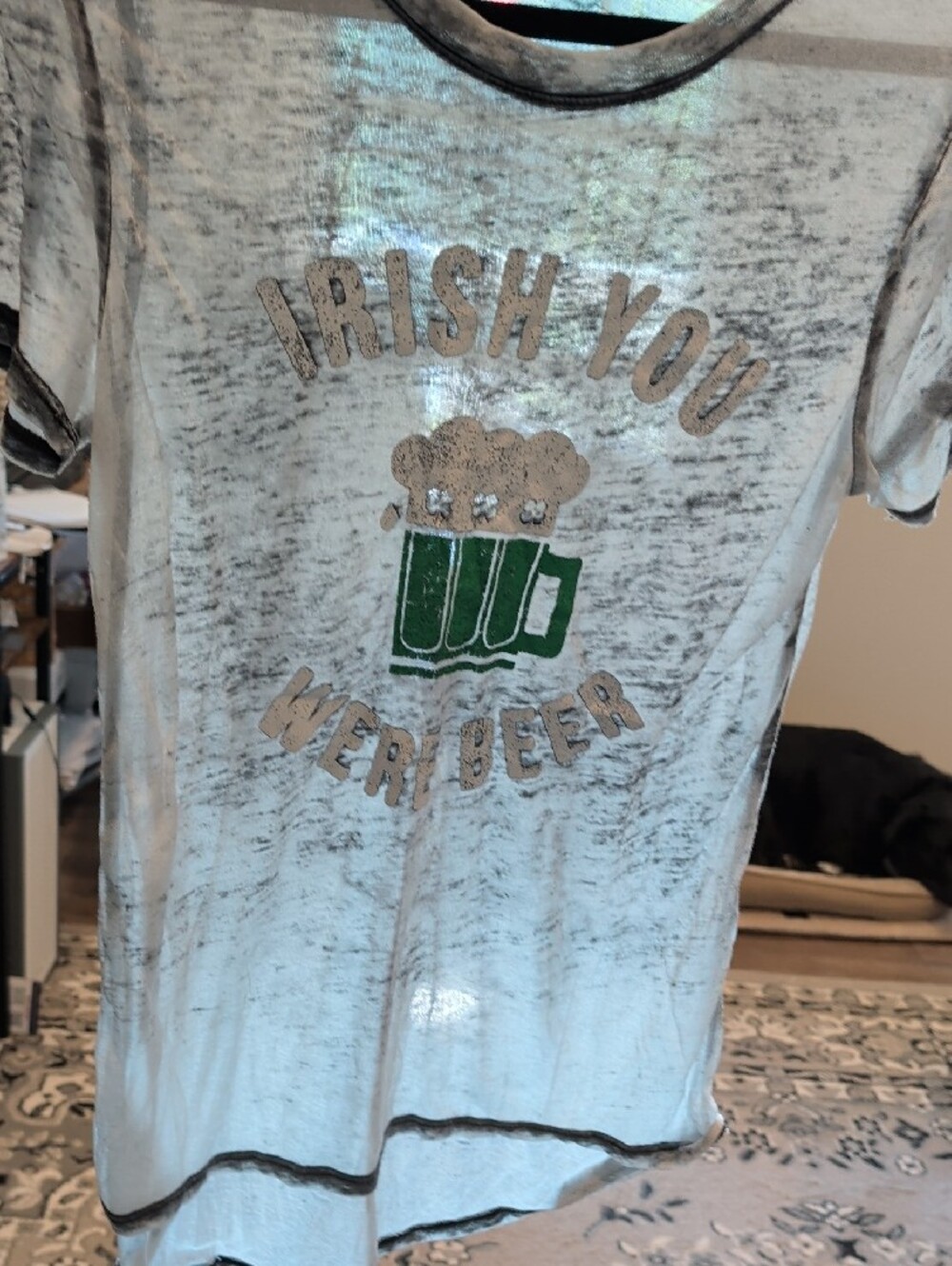 Modern Lux White Short-Sleeve Tee with Green Beer Graphic - Picture 3 of 3